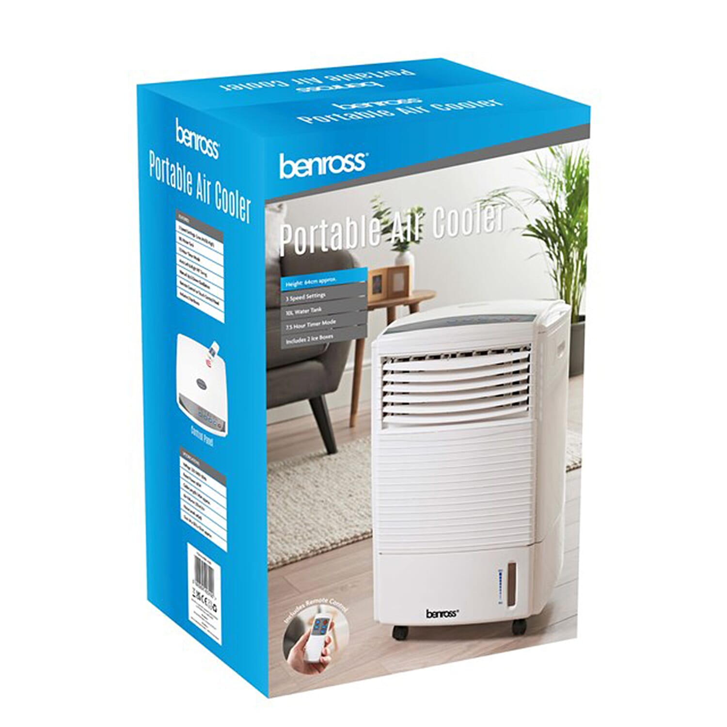 Portable Air Cooler with Remote Control - White