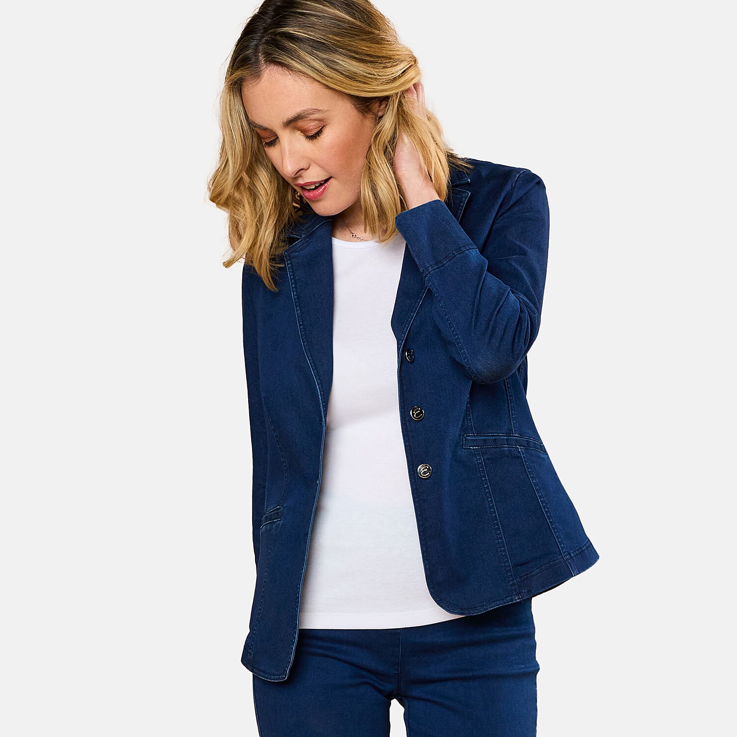 Emreco Cotton Blazer - Denim Blue Emreco Cotton Blazer - Denim Blue
