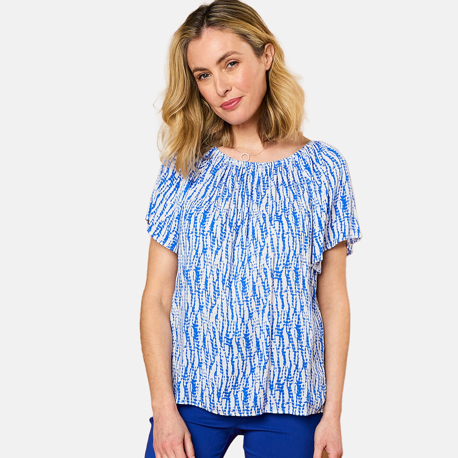 Emreco Viscose Top (Size 12) - Cobalt & White