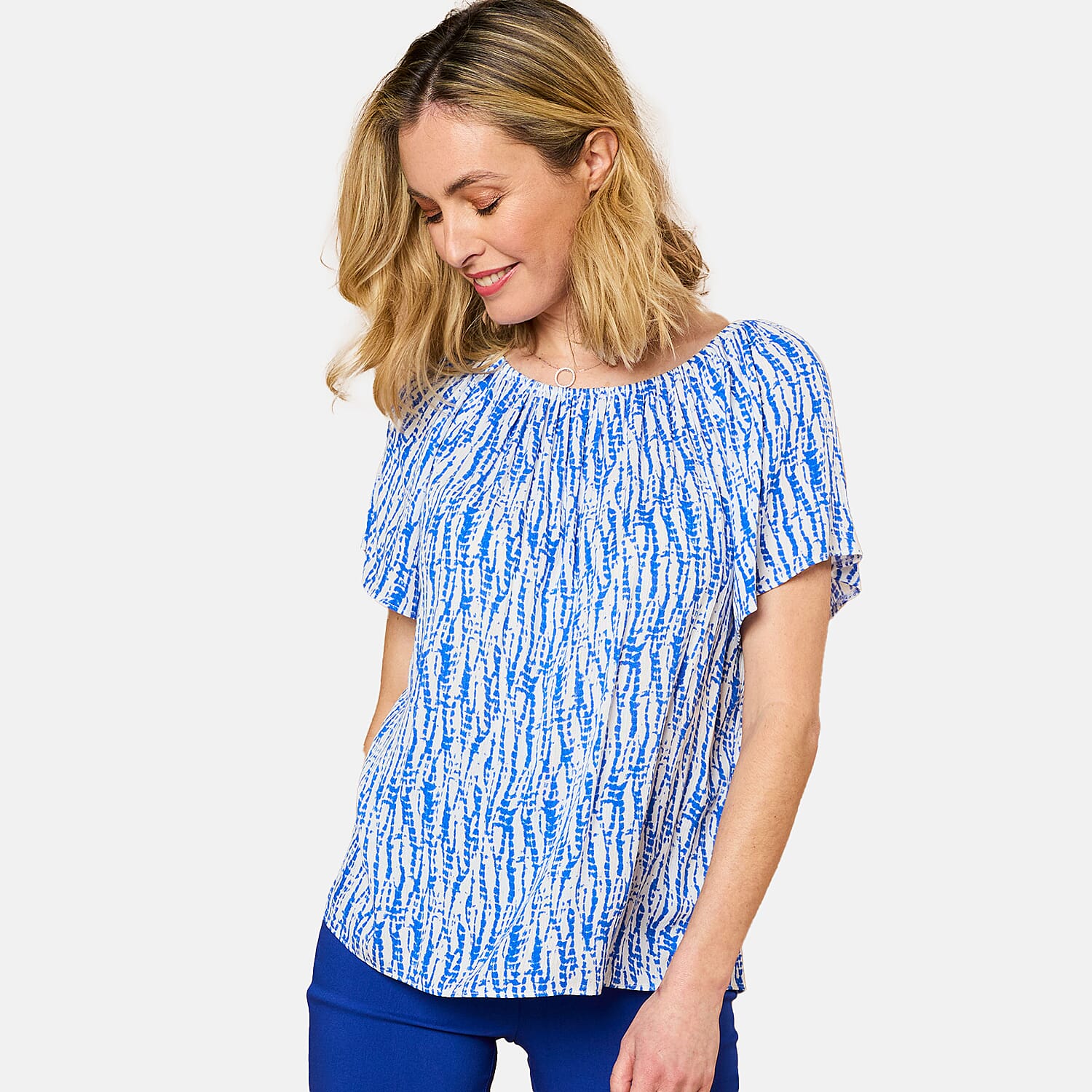 Emreco Viscose Top (Size 12) - Cobalt & White