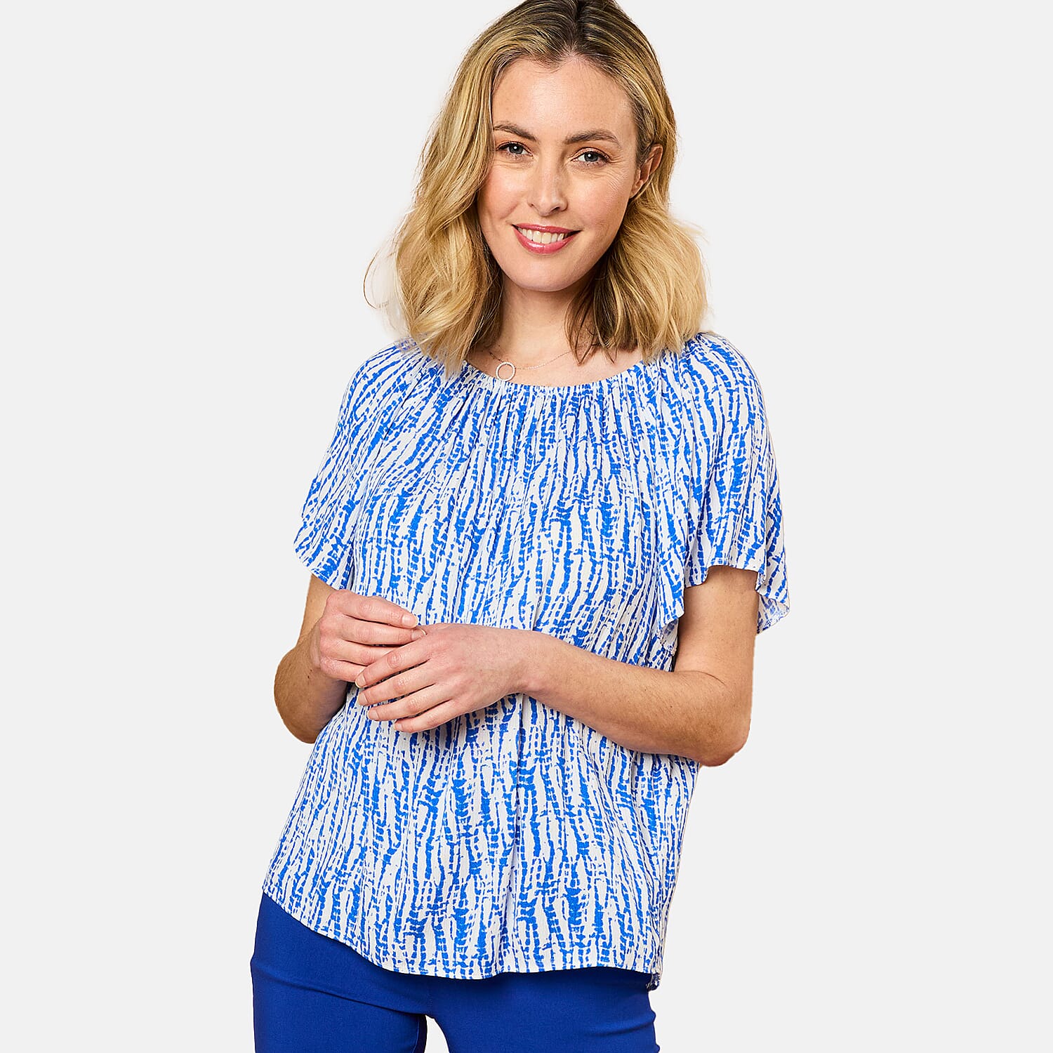 Emreco Viscose Top (Size 12) - Cobalt & White