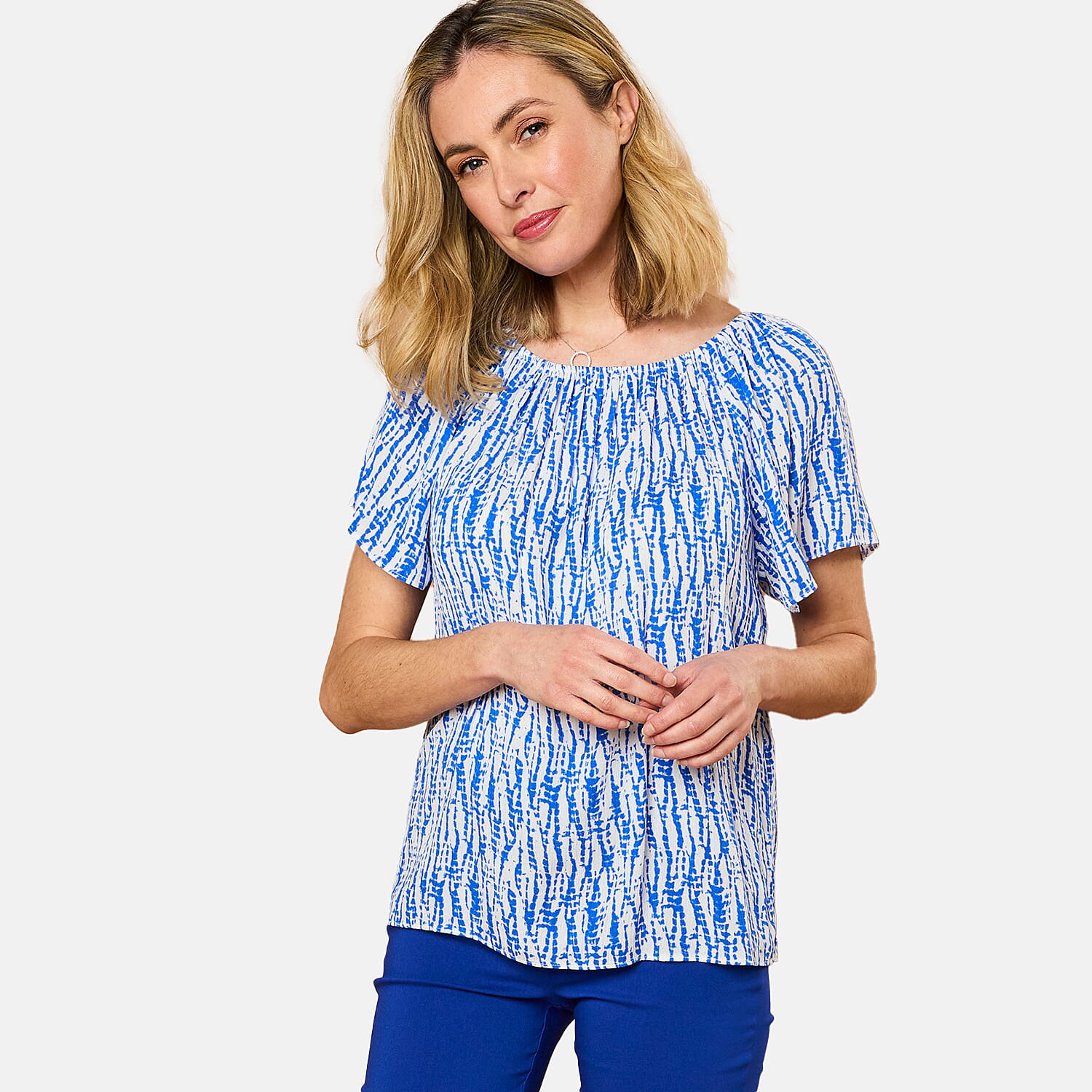 Emreco Viscose Top (Size 12) - Cobalt & White