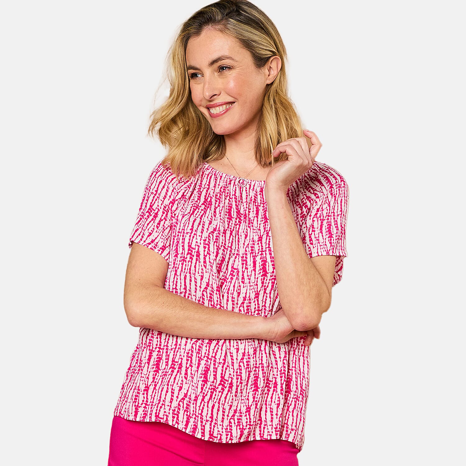 Emreco Viscose Top (Size 10) - Pink & White