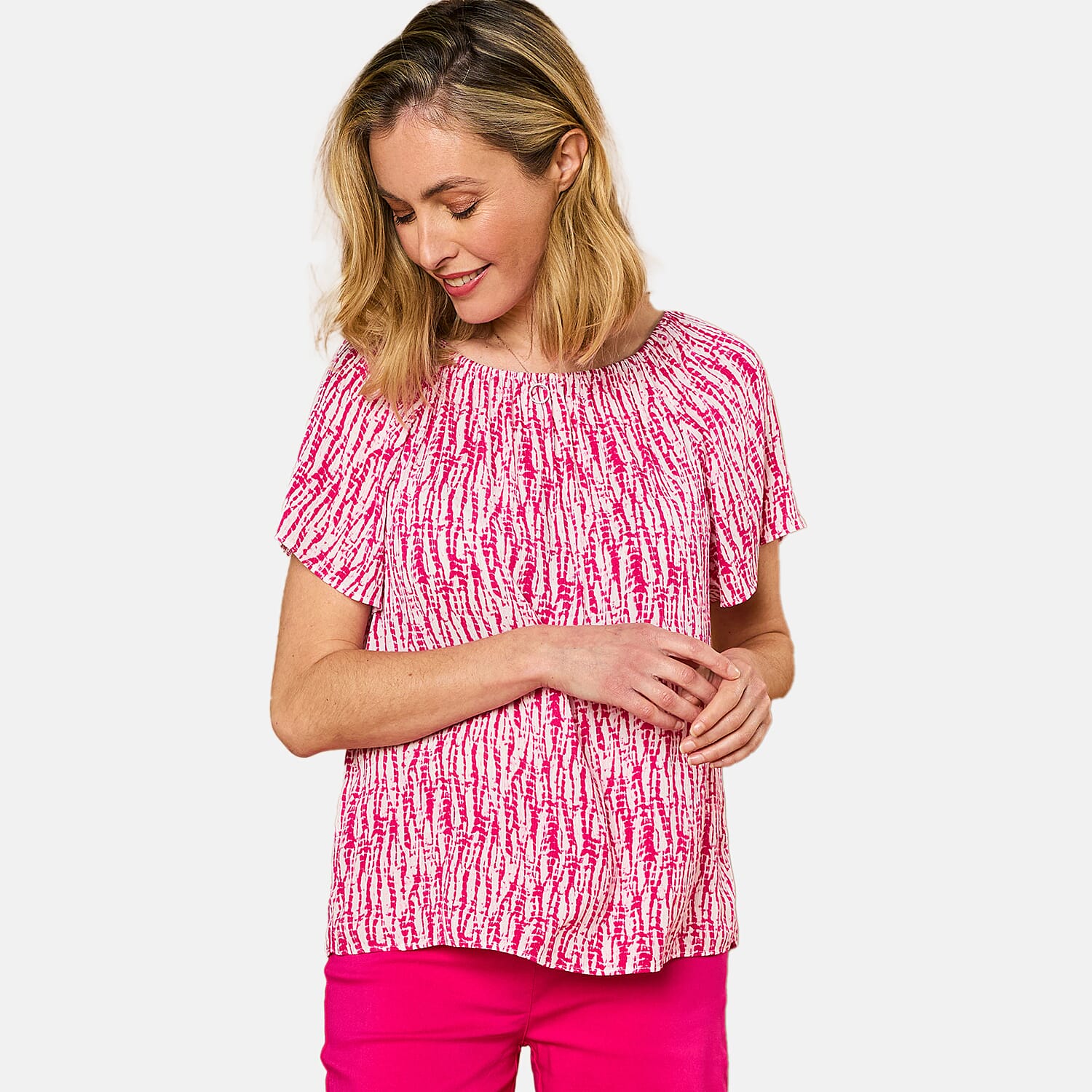 Emreco Viscose Top (Size 10) - Pink & White