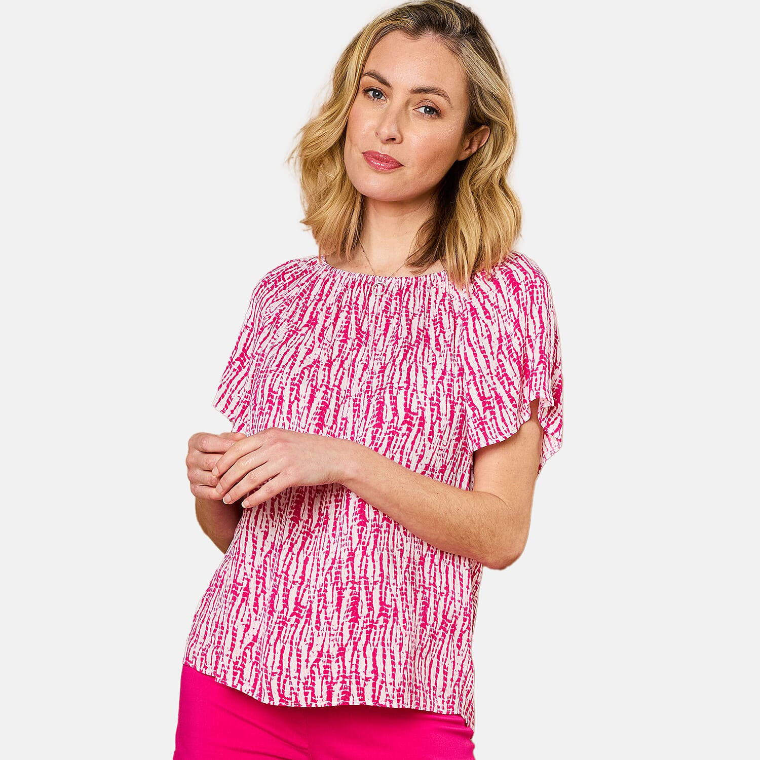 Emreco Viscose Top (Size 10) - Pink & White