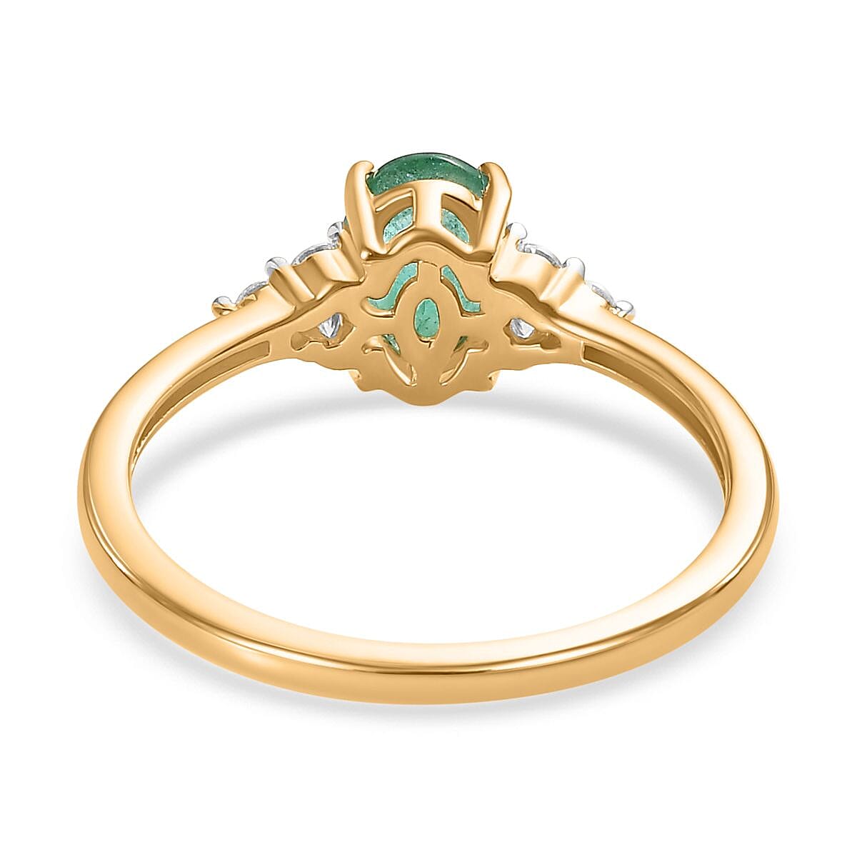 Emerald & Moissanite Ring in Vermeil YG Sterling Silver 0.98 ct