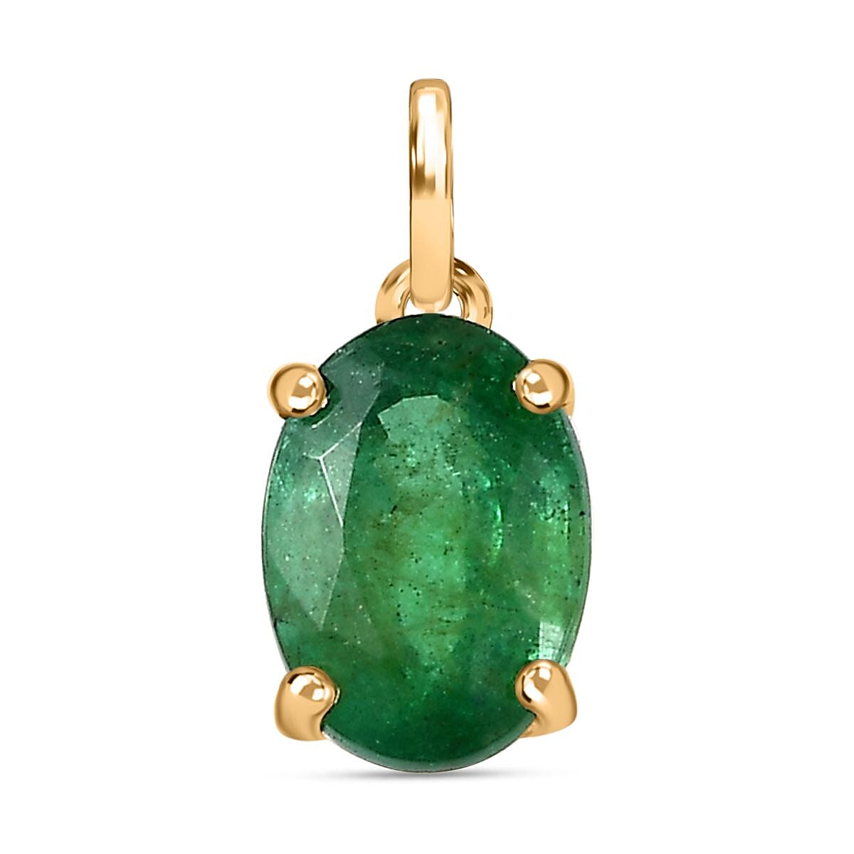 9K Yellow Gold  AAA   Emerald  Pendant 0.79 ct,