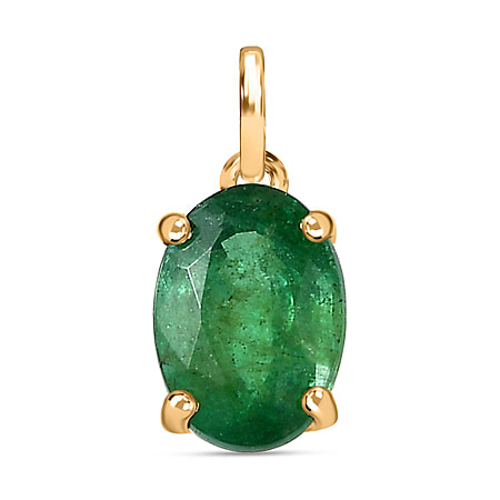 9K Yellow Gold AAA Emerald Solitaire Pendant, Gold Wt. 0.14 Gms  0.787  Ct.