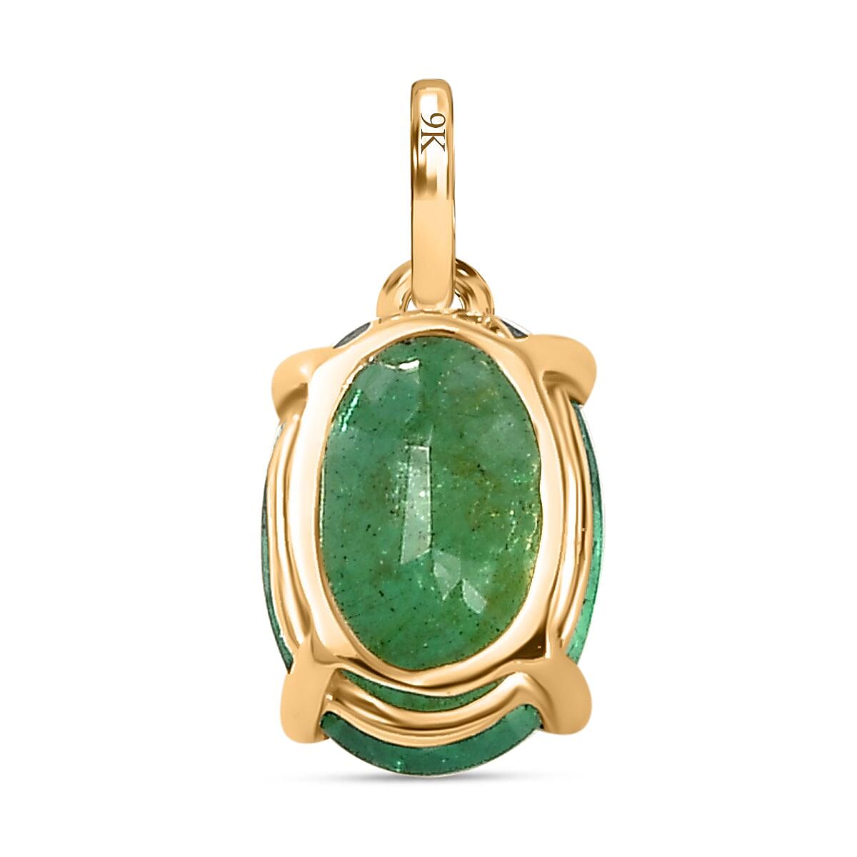 9K Yellow Gold  AAA   Emerald  Pendant 0.79 ct,