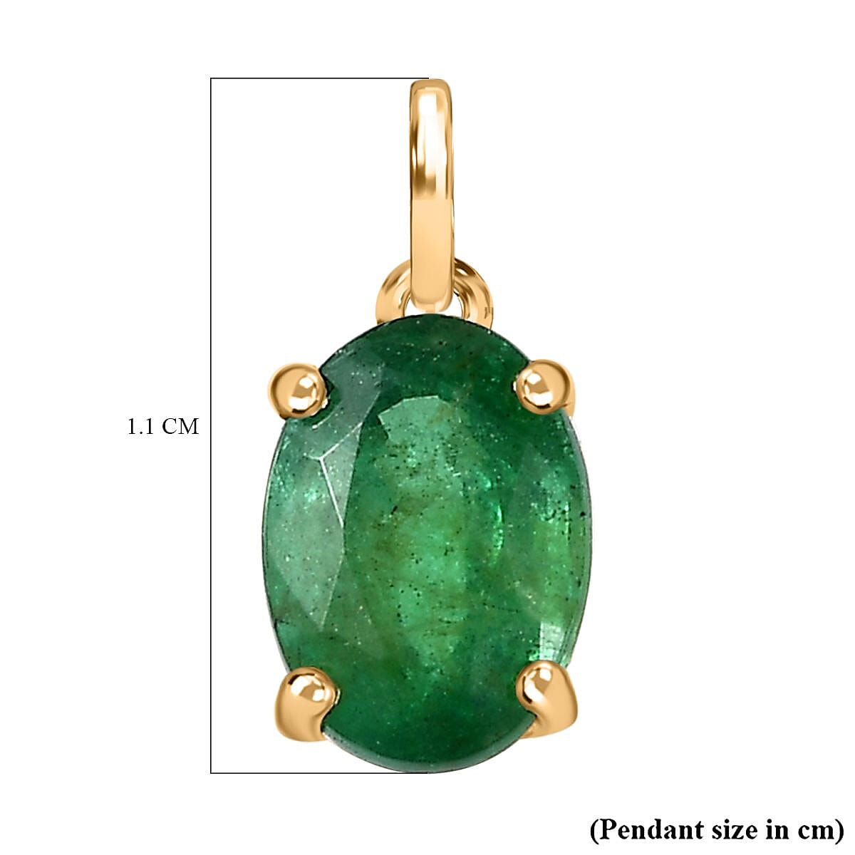 9K Yellow Gold  AAA   Emerald  Pendant 0.79 ct,