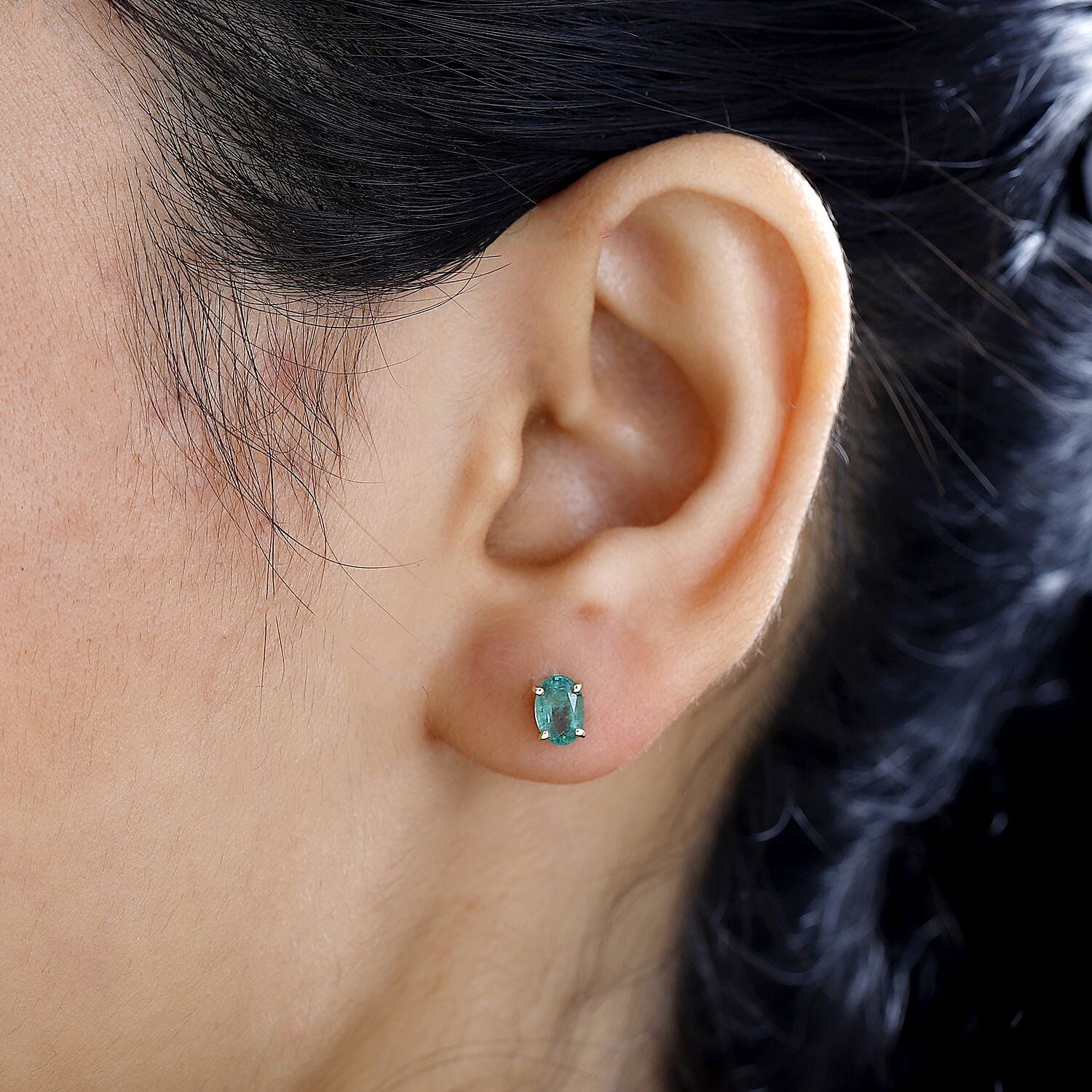 9K Yellow Gold  AAA  Gemfields Emerald  Earrings