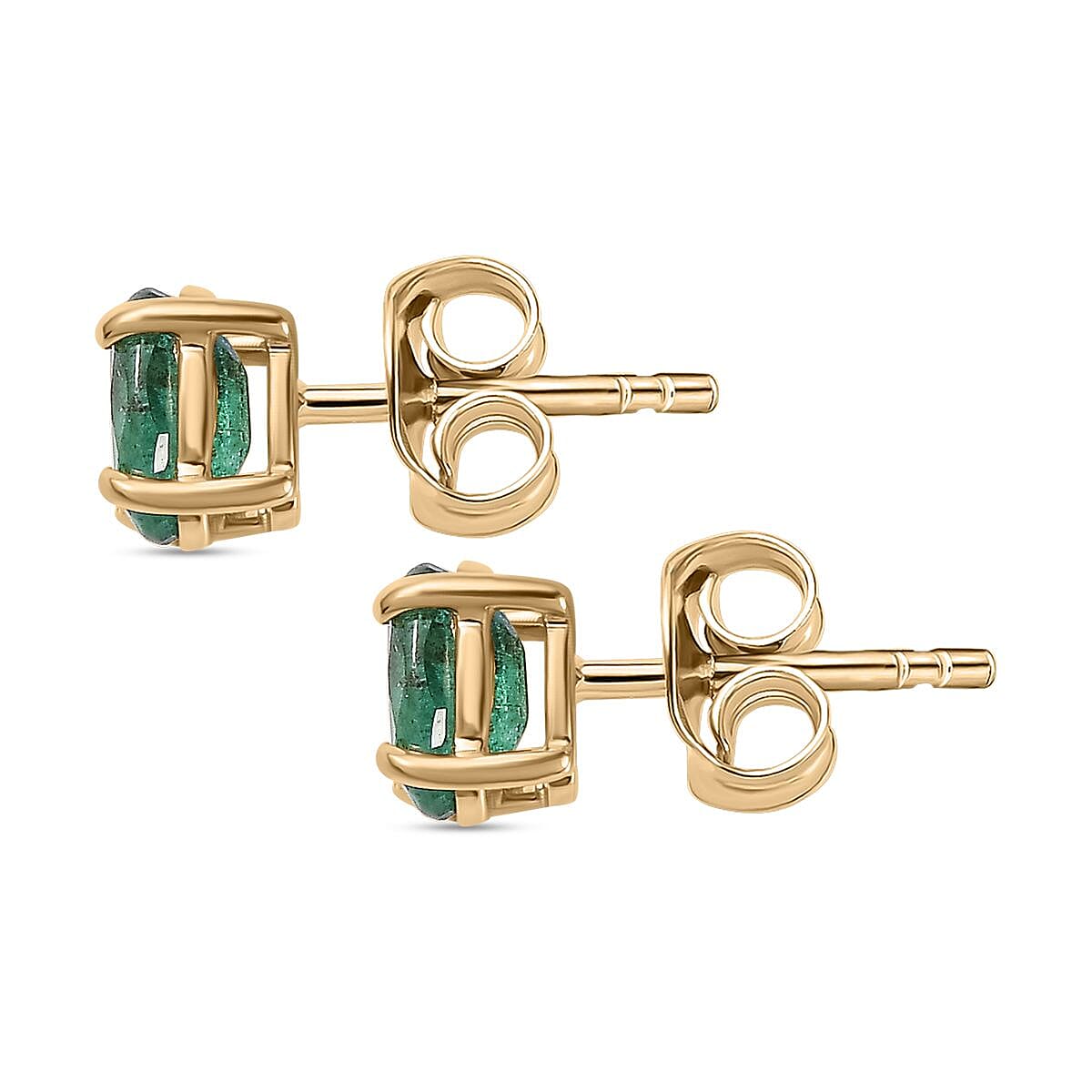 9K Yellow Gold  AAA  Gemfields Emerald  Earrings
