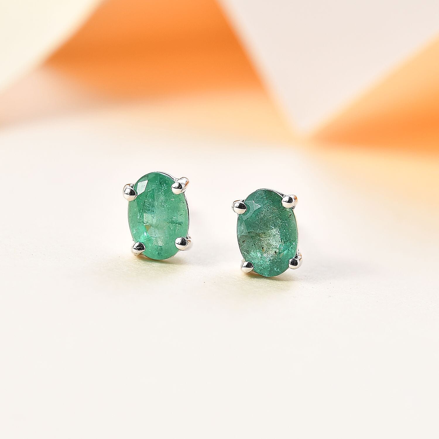 9K White Gold AAA Gemfields Emerald Studs