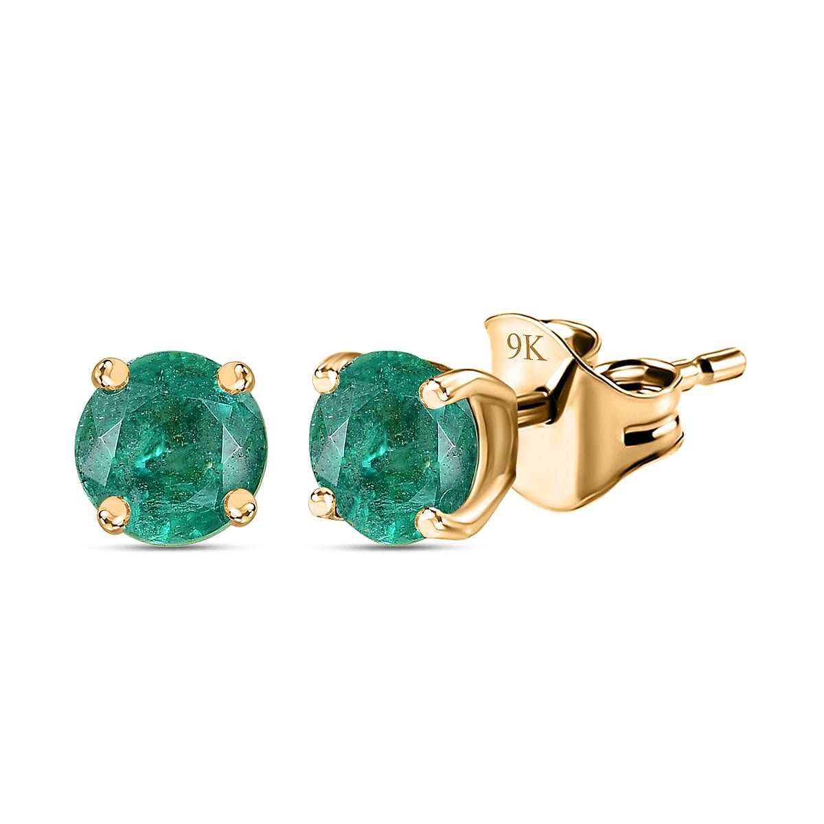 9K Yellow Gold AAA Gemfields Emerald Studds