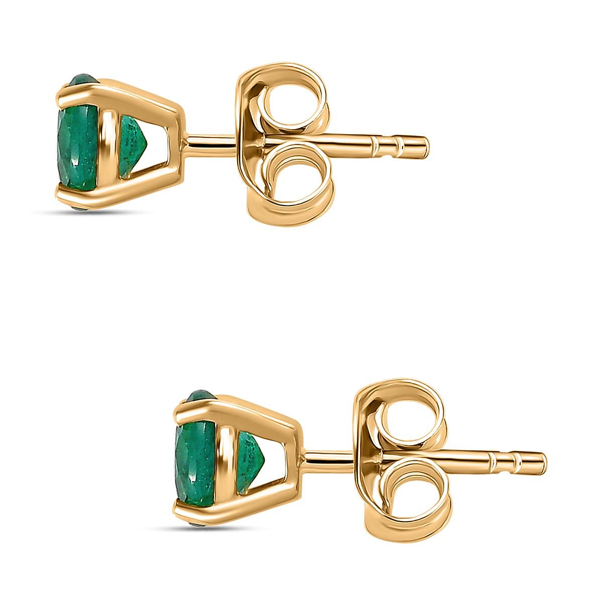 9K Yellow Gold AAA Gemfields Emerald Studds
