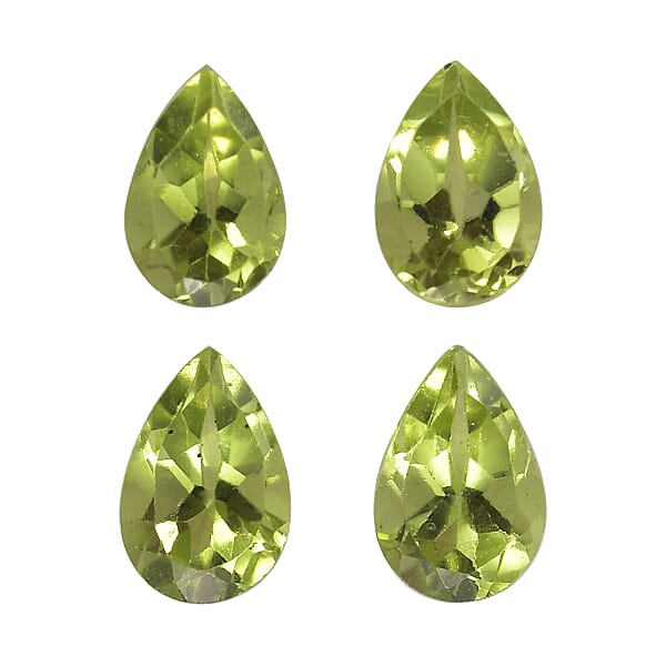 Set of 4 Peridot Loose Gemstones in Pear Shape (6x4mm) 7763299 TJC