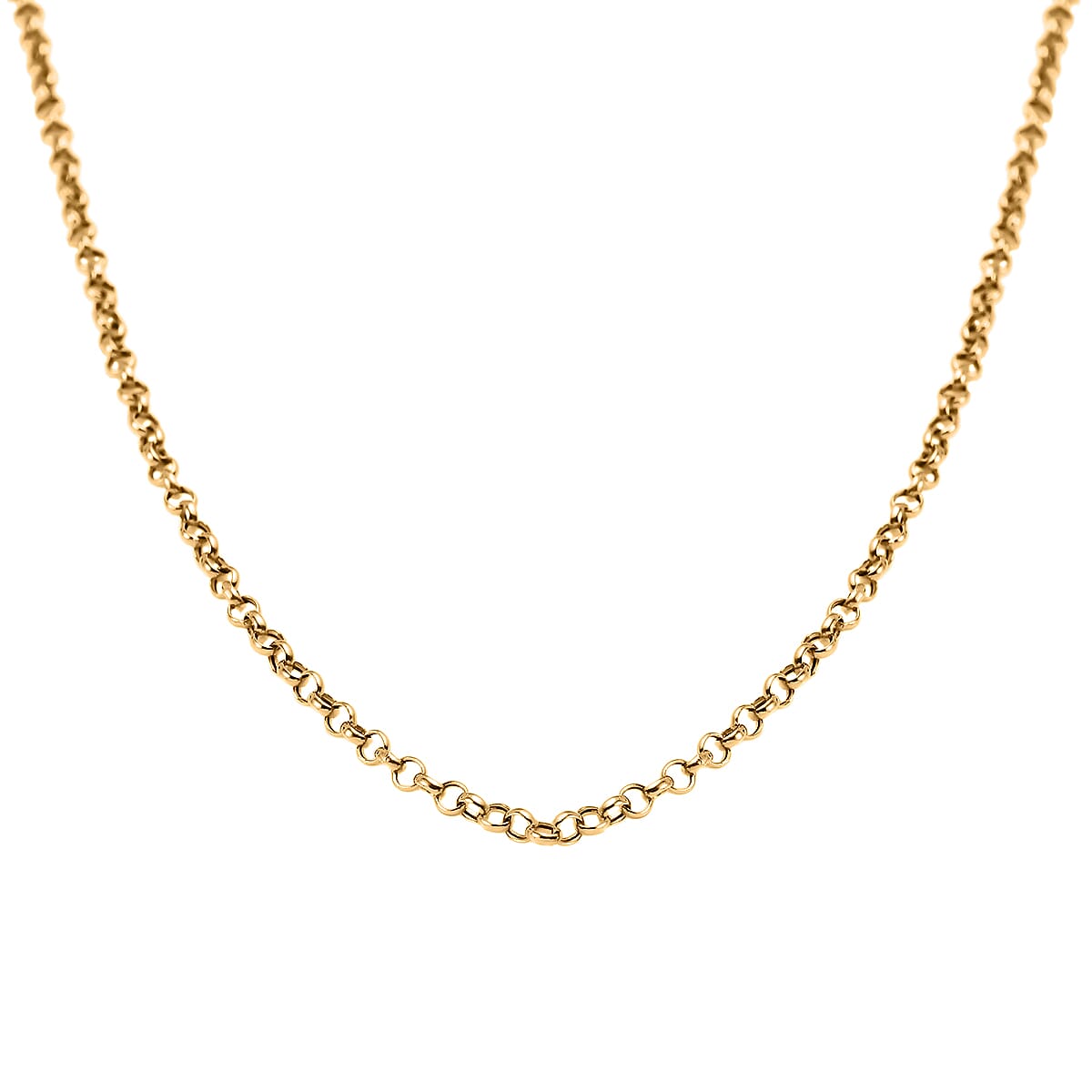 Hatton Garden Closeout - 9K Yellow Gold Hollow Oval Diamond Cut Belcher Necklace (Size 20) with Spring Ring Clasp
