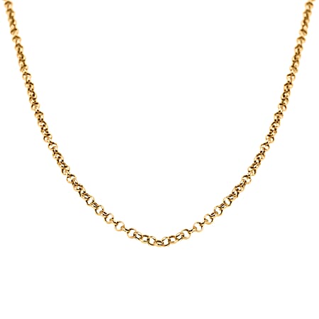 Hatton Garden Closeout - 9K Yellow Gold 2MM Hollow Oval Diamond Cut Belcher Necklace with Spring Ring Clasp  20 Inch