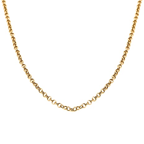 Hatton Garden Closeout - 9K Yellow Gold Hollow Oval Diamond Cut Belcher Necklace (Size 20) with Spring Ring Clasp