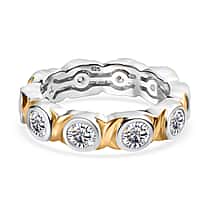 Moissanite Bubble Band Ring in 18K YG Vermeil & Platinum Plated Sterling Silver 2.45 Ct, Silver Wt. 5.38 Gms