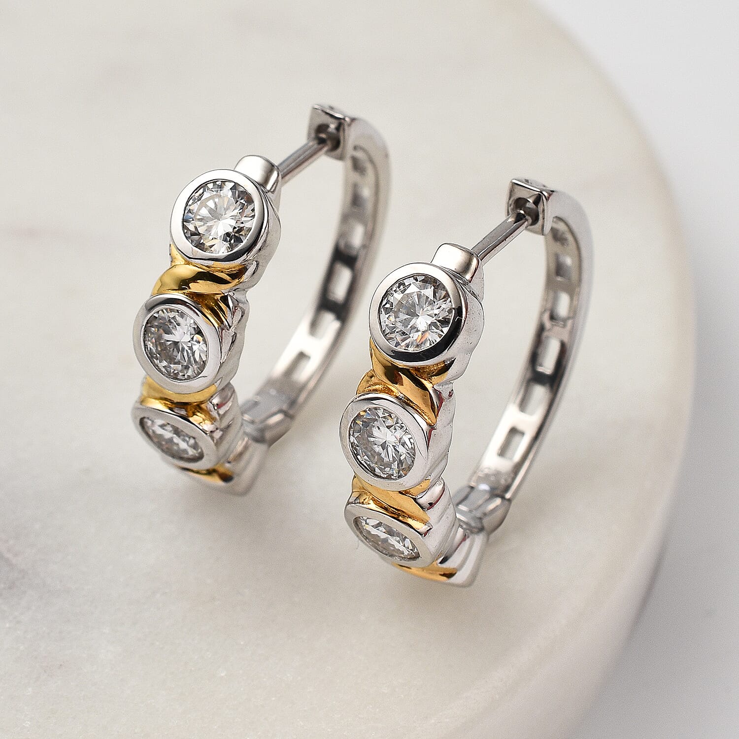 Moissanite Twisted Platinum-Plated Earrings