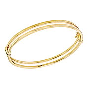 Designer Inspired-9K Yellow Gold Double Square Bangle (7.5inch), Gold Wt. 4.80 Gm