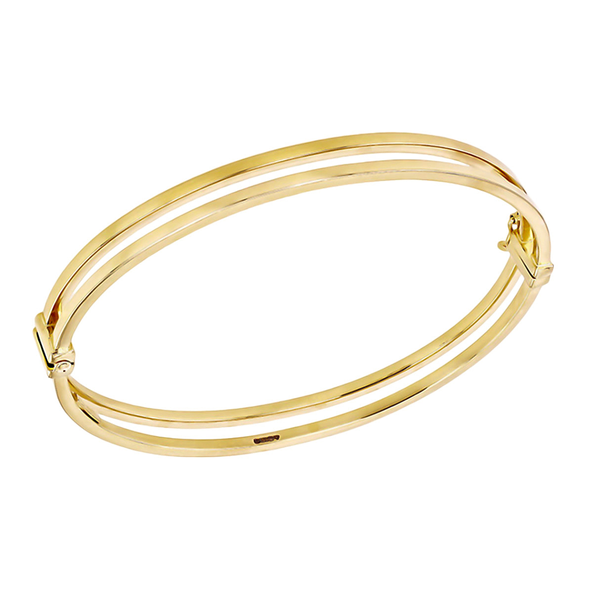 Designer Inspired-9K Yellow Gold Double Square Bangle (7.5inch), Gold Wt. 4.80 Gm