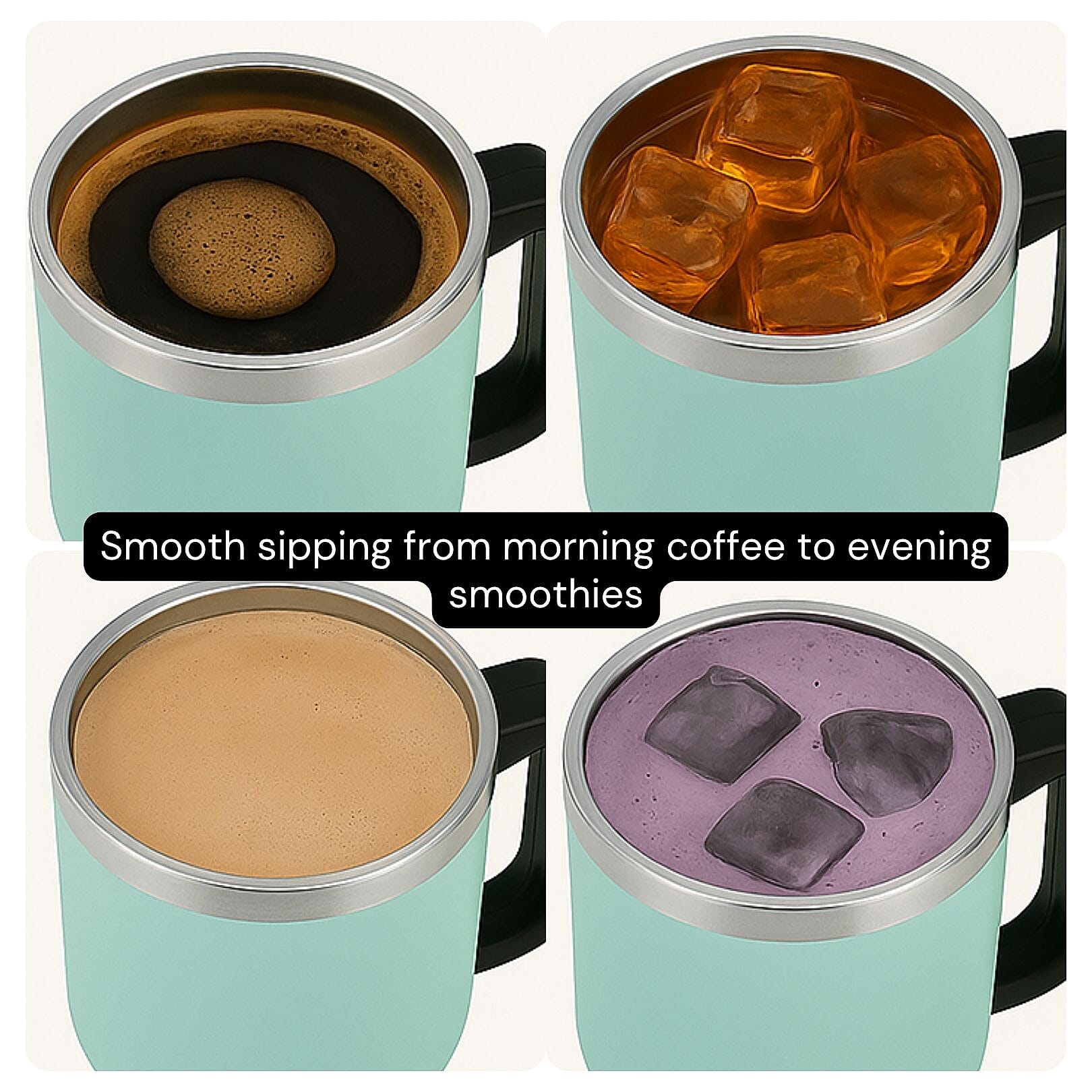 Stainless Steel Tumbler with Straw, Ergonomic Handle & Leak-Proof Lid - Turquoise  - 850ml