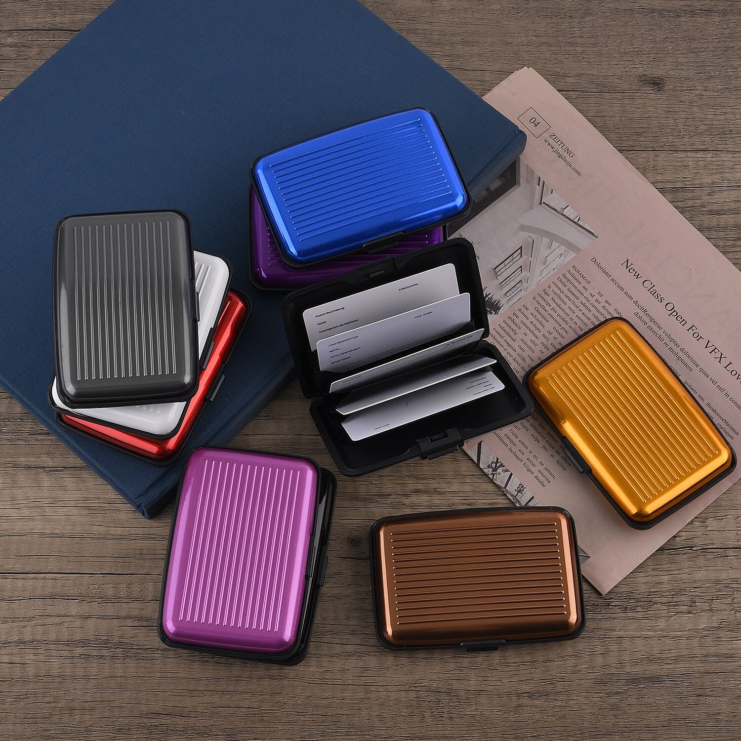 Set of 10 RFID Blocking Card Holder - Light Grey, Brown - Multi