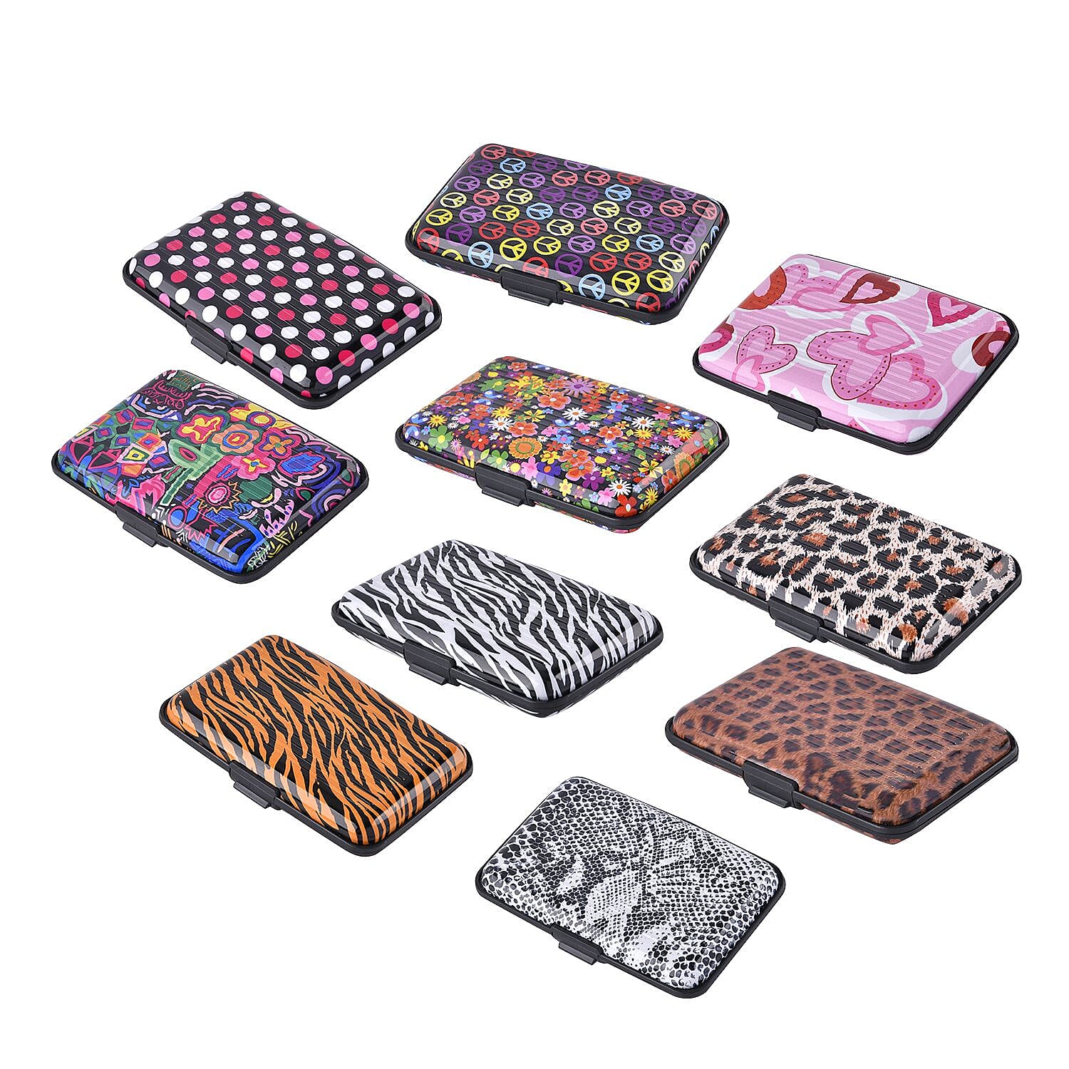 Set of 10 Multi Printed RFID Blocking Card Holder - Multi