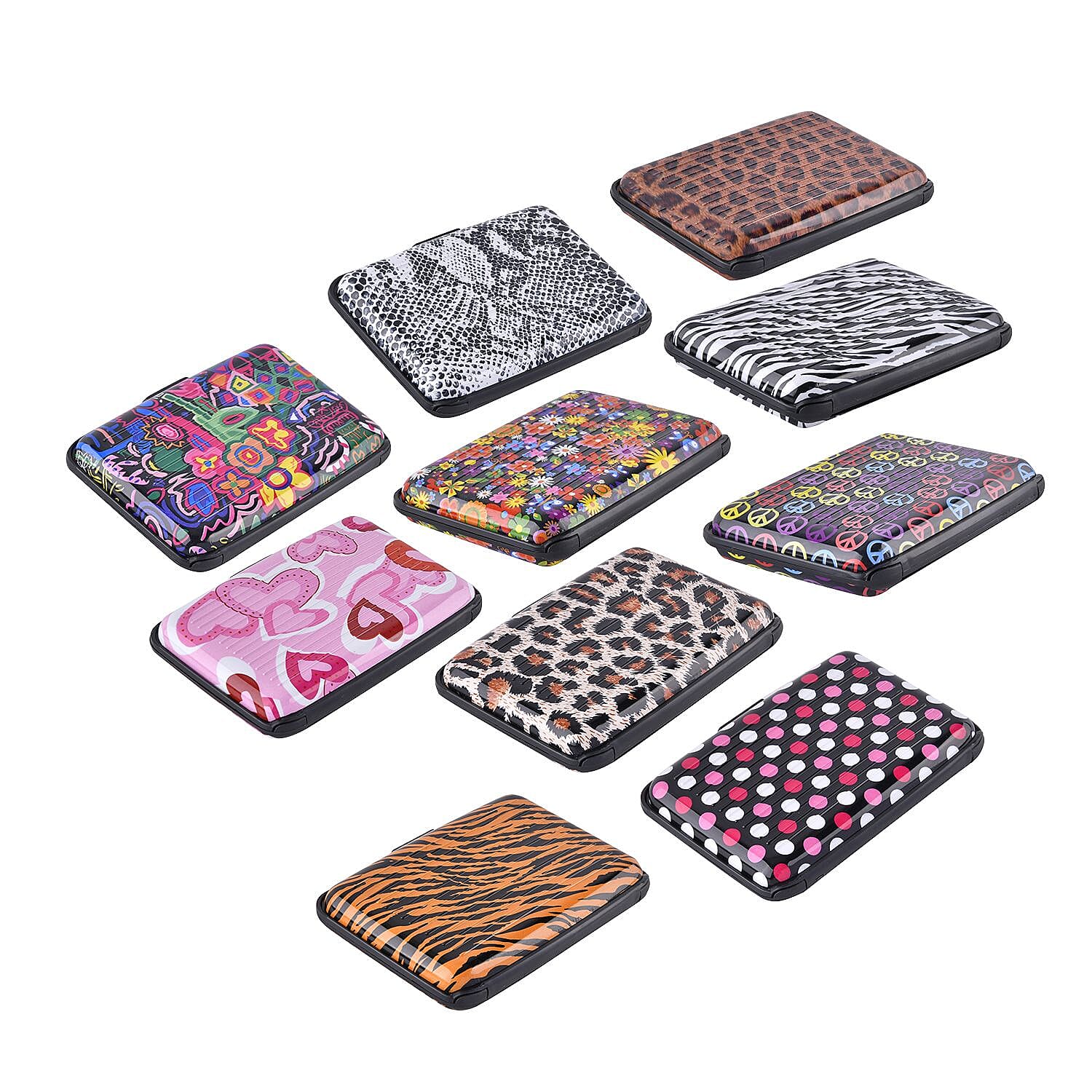 Set of 10 Multi Printed RFID Blocking Card Holder - Multi