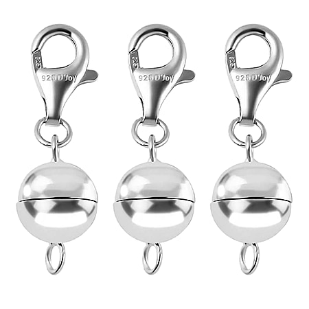 Set of 3 Sterling Silver Magnetic Clasps with Platinum Overlay
