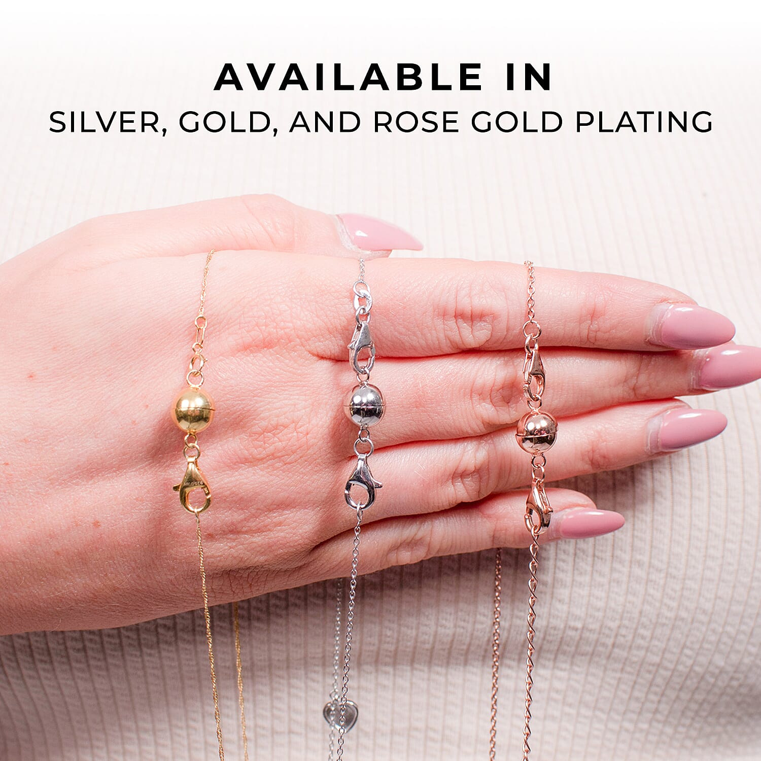 Set of 3 Sterling Silver Magnetic Clasps with Rose Gold Vermeil Overlay