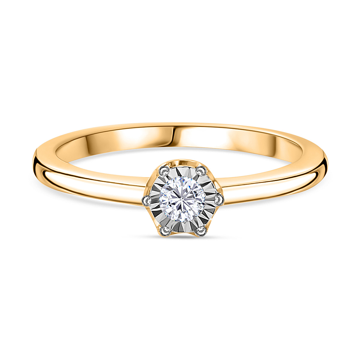 One Time NY Closeout - 14K Yellow Gold Certified SI-G-H Diamond Solitaire Ring