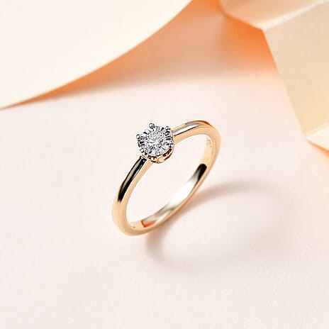 One Time NY Closeout - 14K Yellow Gold Certified SI-G-H Diamond Solitaire Ring