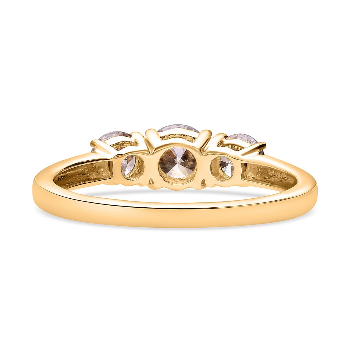 One Time Deal - 1 Carat Natural Champagne Diamond (0.50 Ct Center) Trilogy SGL Certified Ring in 9K Yellow Gold
