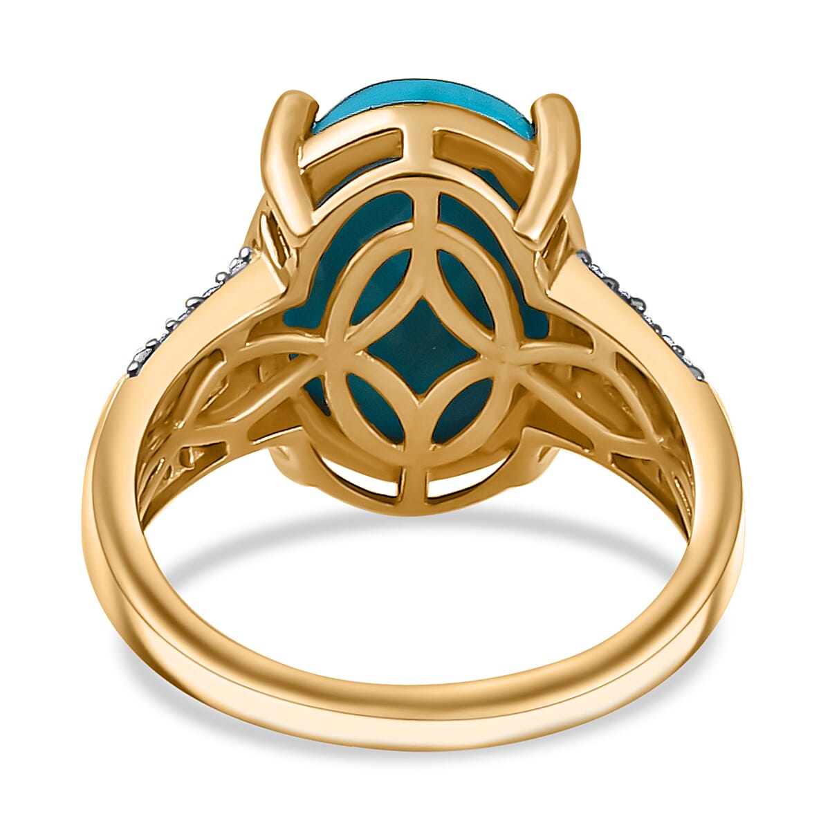 Arizona Sleeping Beauty Turquoise, Moissanite & Zambian Emerald Ring in 18K Vermeil YG Plated Sterling Silver 5.35 Ct