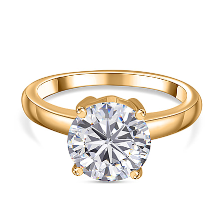 Moissanite Solitaire Ring in 18K Vermeil YG Sterling Silver 2.088 Ct.