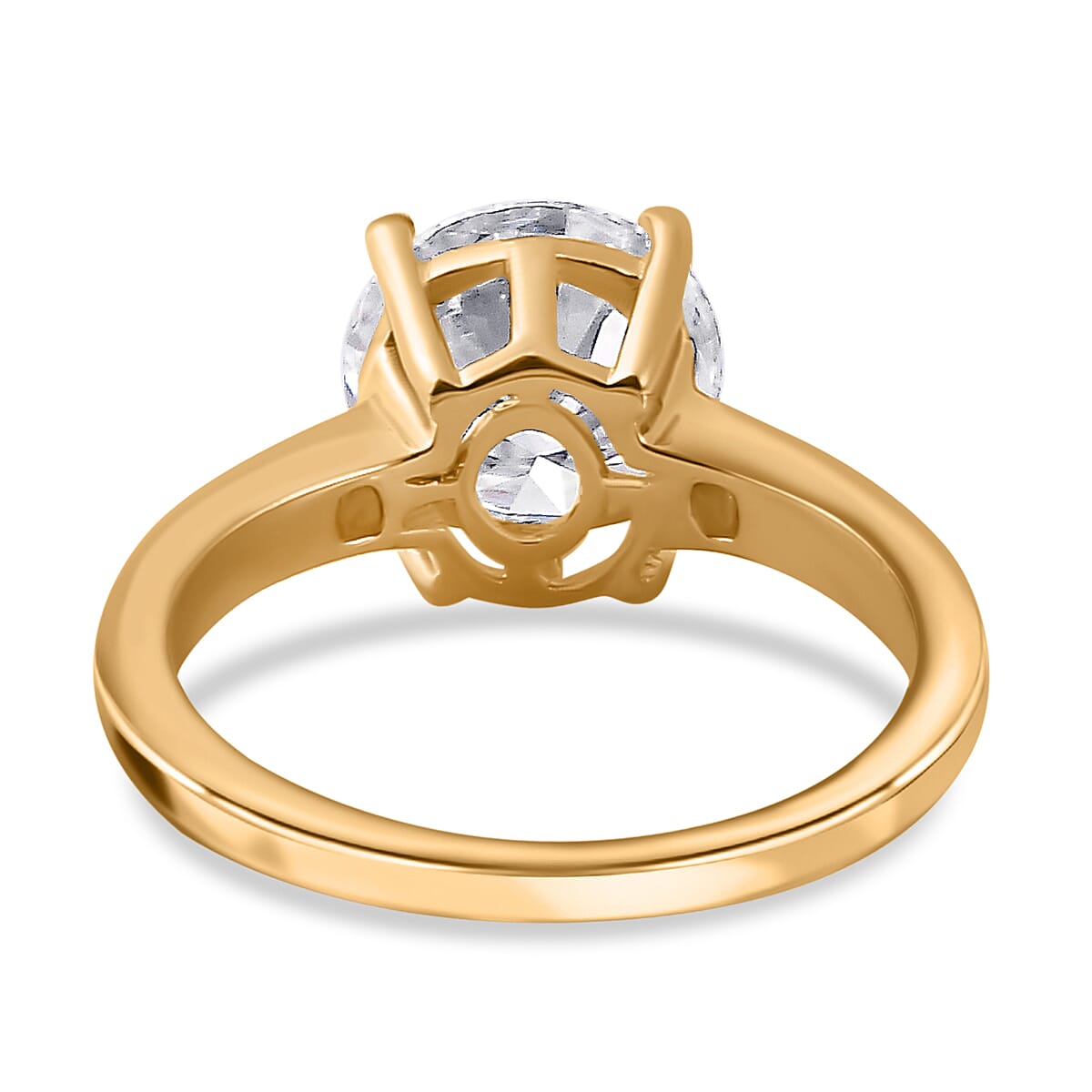 Moissanite Solitaire Ring in 18K Vermeil YG Plated Sterling Silver 2.10 Ct
