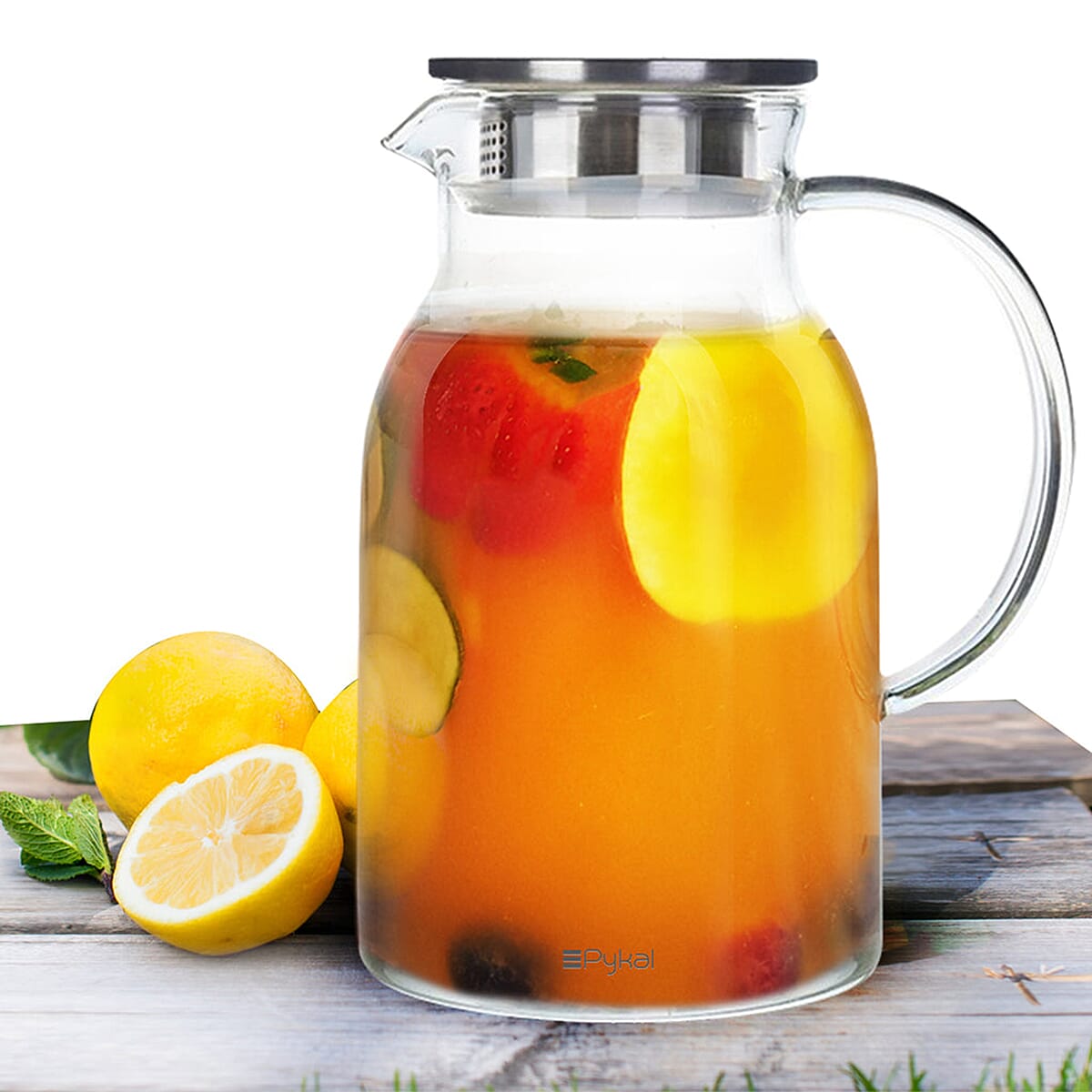 Pykal Hot & Cold Glass Jug with Lid 2L