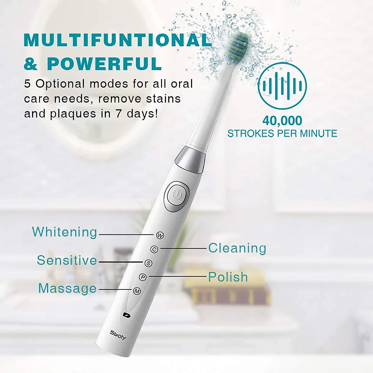 Set Of 2 Sonic Toothbrushes with 8 Replacement Heads - 40,000 Strokes Per Min, 5 Modes, 2 Min Smart Timer, 4Hr Charge - 30 Days Use