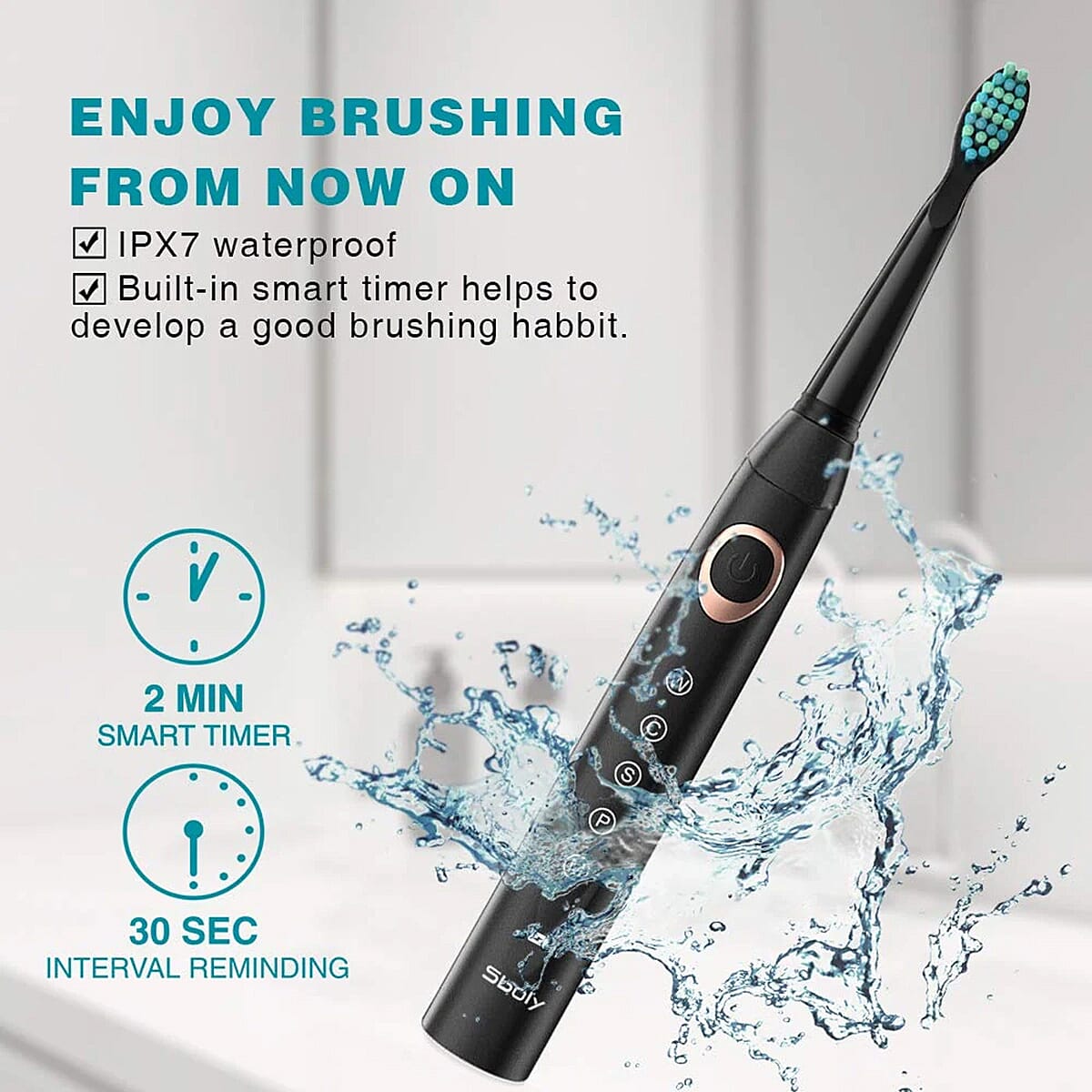 Set Of 2 Sonic Toothbrushes with 8 Replacement Heads - 40,000 Strokes Per Min, 5 Modes, 2 Min Smart Timer, 4Hr Charge - 30 Days Use
