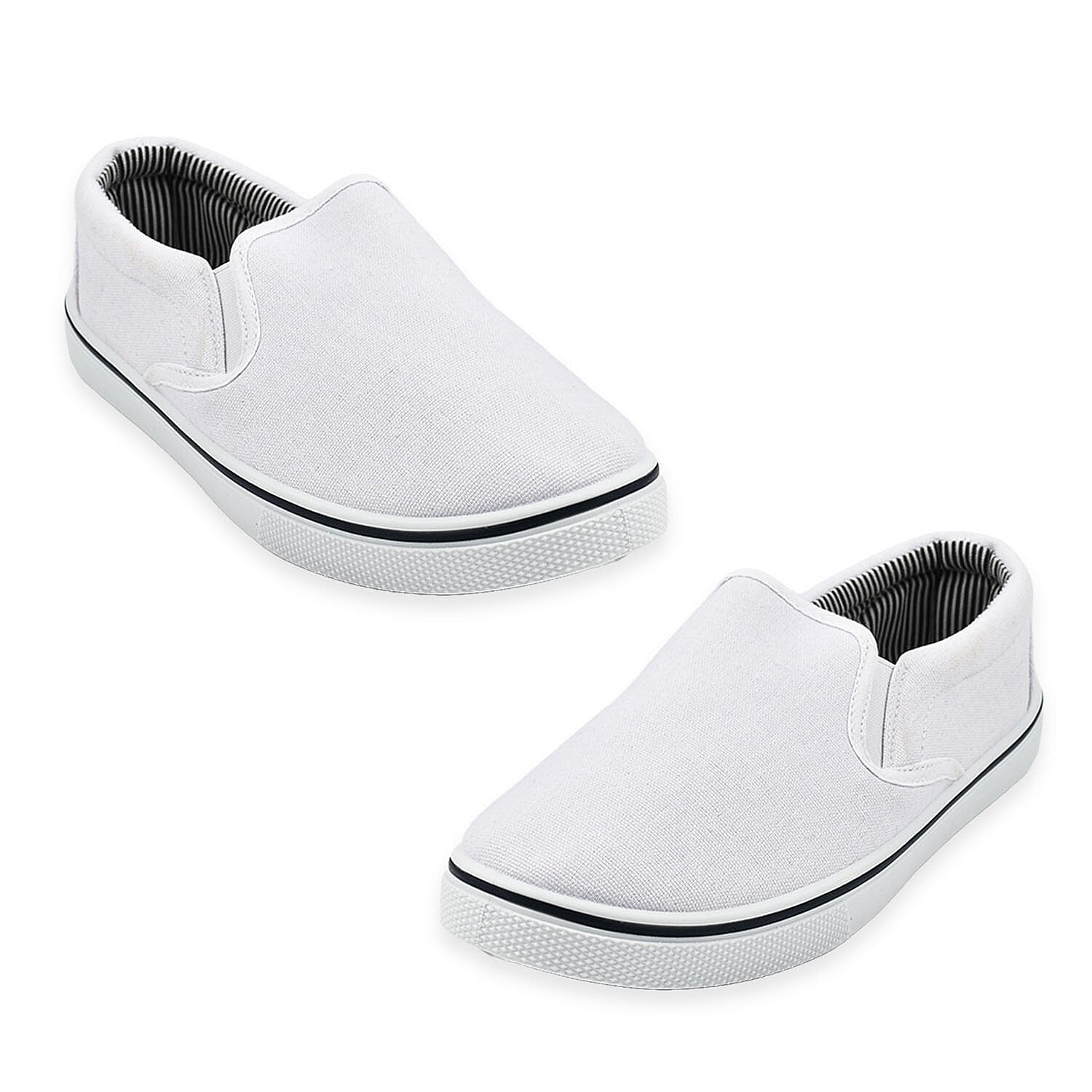 Mens Boston Canvas Shoes (Size 7) - White