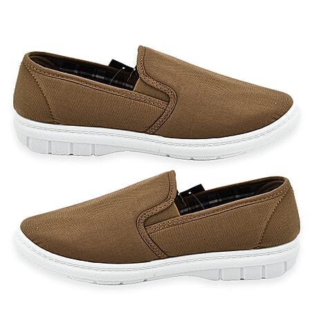 Charles Southwell Mens Brett Canvas Shoes (Size 6) - Taupe