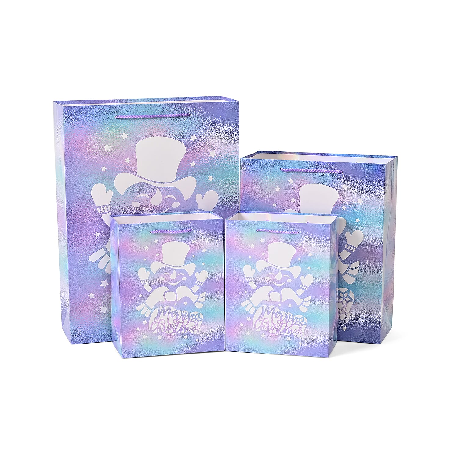 Christmas Gift Bags with Laser Film Set of 16 Style- White Christmas Tree - Bells - Deer Horn