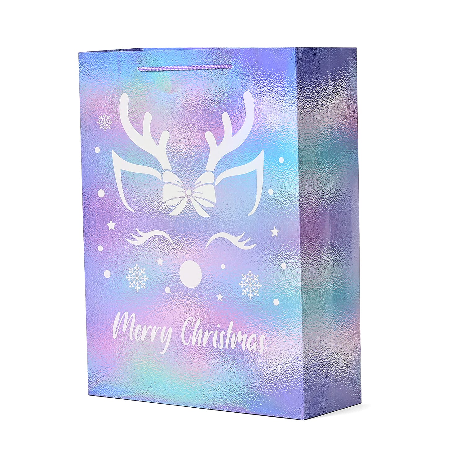 Christmas Gift Bags with Laser Film Set of 16 Style- White Christmas Tree - Bells - Deer Horn