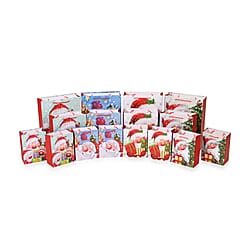 Christmas Gift Bags Set of 16 Style: Santa Claus with Reindeer,  Christmas Tree & Gift.
