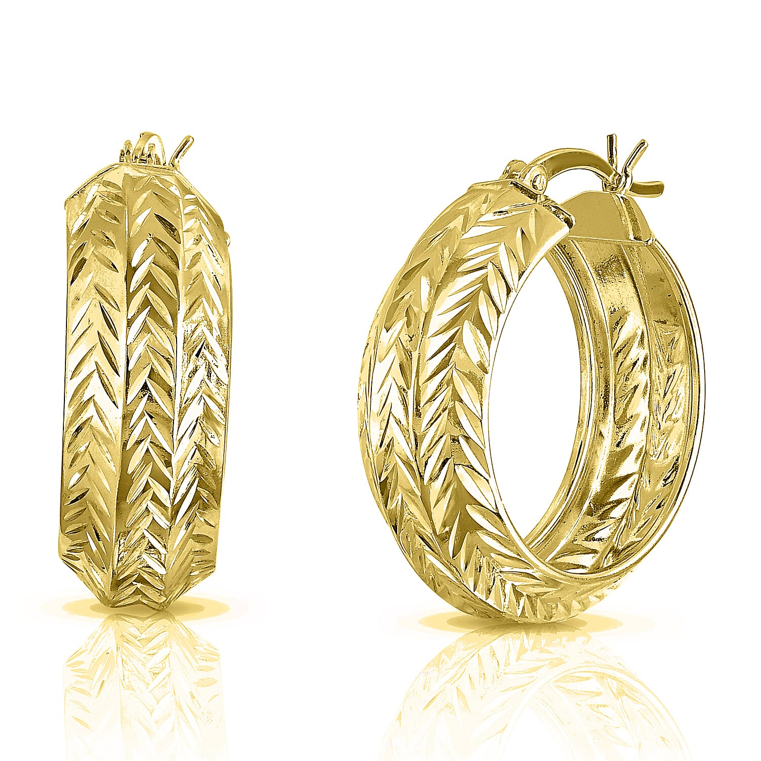 NY Closeout - Diamond-Cut Hoop Earrings In Gold Overlay Sterling Silver