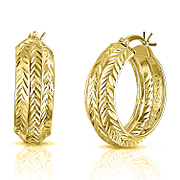 NY Closeout - Diamond-Cut Hoop Earrings In Gold Overlay Sterling Silver