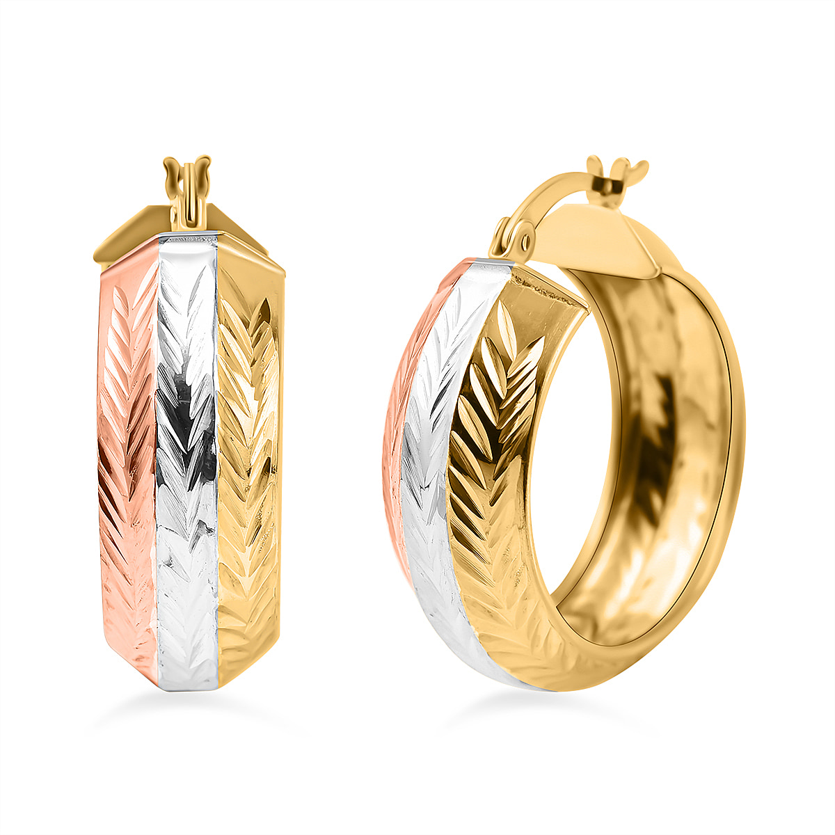 NY Closeout - Diamond-Cut Hoop Earrings In Tri Colour Overlay Sterling Silver